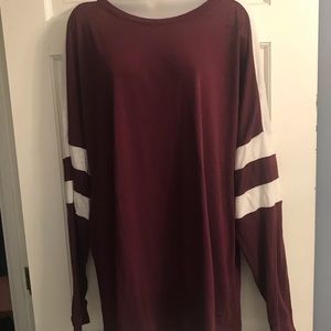 VS PINK Maroon & White Long Sleeve Shirt
